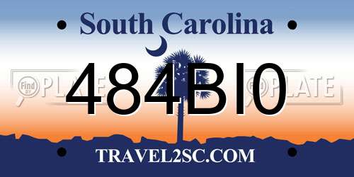 484BI0 South Carolina License Plate
