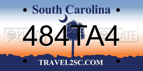 484TA4 South Carolina License Plate