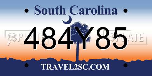 484Y85 South Carolina License Plate