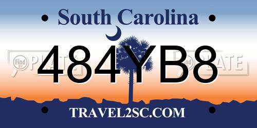 484YB8 South Carolina License Plate