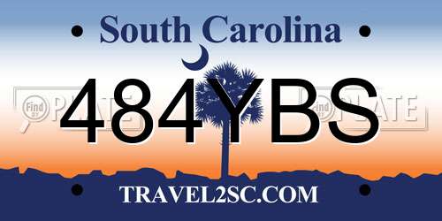 484YBS South Carolina License Plate