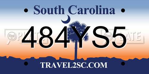 484YS5 South Carolina License Plate