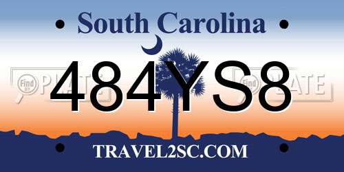 484YS8 South Carolina License Plate