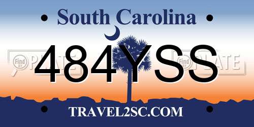 484YSS South Carolina License Plate