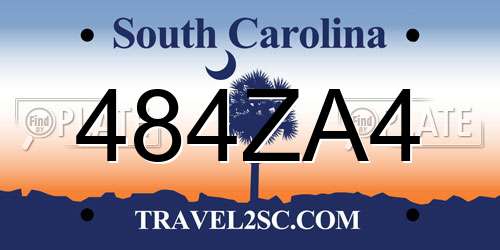 484ZA4 South Carolina License Plate