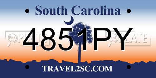 4851PY South Carolina License Plate