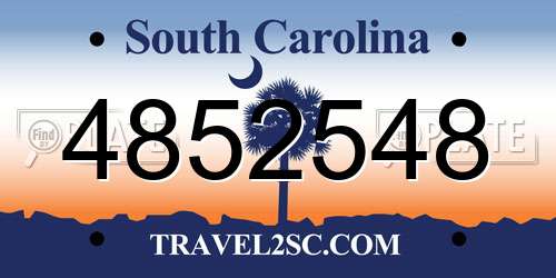 4852548 South Carolina License Plate