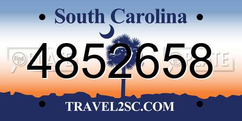 4852658 South Carolina License Plate