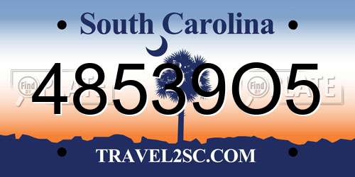 48539O5 South Carolina License Plate