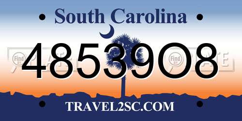 48539O8 South Carolina License Plate