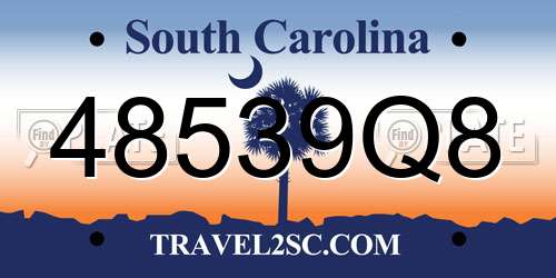 48539Q8 South Carolina License Plate