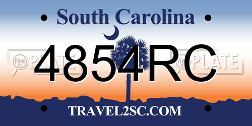 4854RC South Carolina License Plate