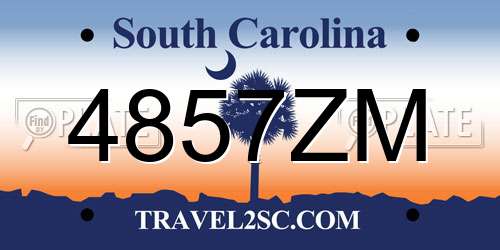 4857ZM South Carolina License Plate