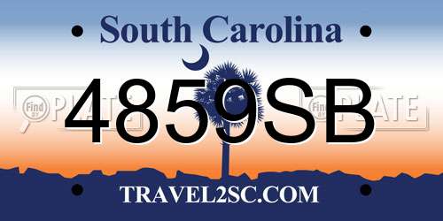 4859SB South Carolina License Plate