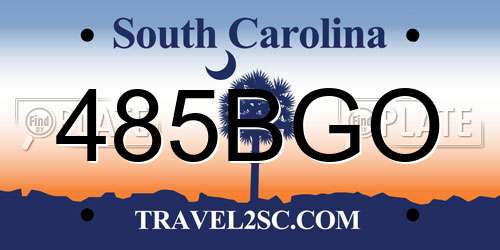 485BGO South Carolina License Plate