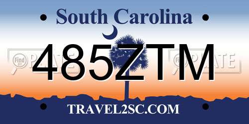485ZTM South Carolina License Plate