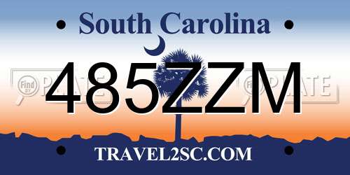 485ZZM South Carolina License Plate