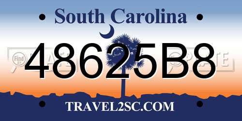 48625B8 South Carolina License Plate