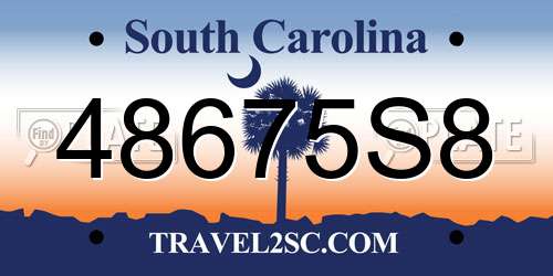 48675S8 South Carolina License Plate