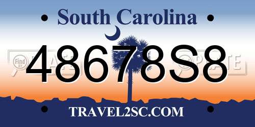 48678S8 South Carolina License Plate