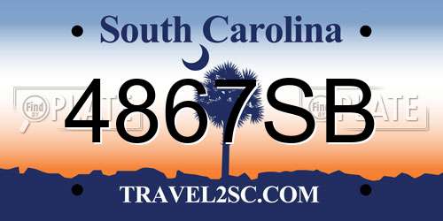 4867SB South Carolina License Plate