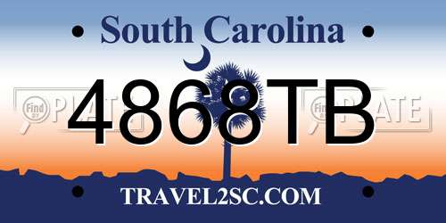 4868TB South Carolina License Plate