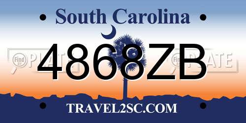 4868ZB South Carolina License Plate
