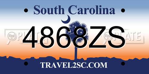4868ZS South Carolina License Plate