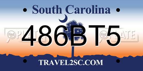 486BT5 South Carolina License Plate