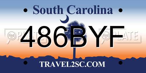 486BYF South Carolina License Plate