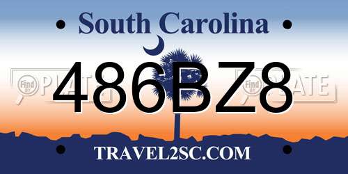 486BZ8 South Carolina License Plate