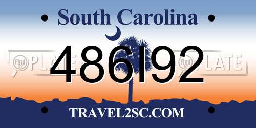 486I92 South Carolina License Plate