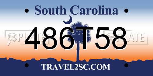 486T58 South Carolina License Plate