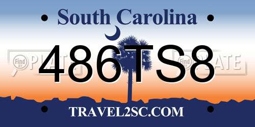 486TS8 South Carolina License Plate