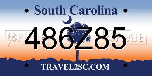 486Z85 South Carolina License Plate