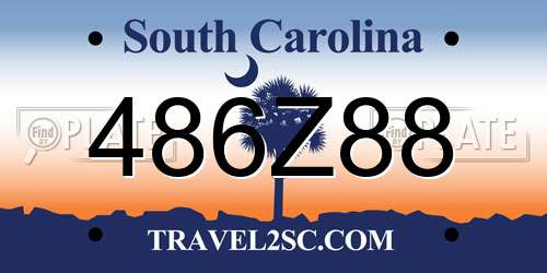 486Z88 South Carolina License Plate