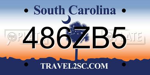 486ZB5 South Carolina License Plate