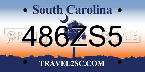 486ZS5 South Carolina License Plate