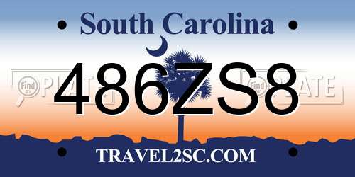 486ZS8 South Carolina License Plate