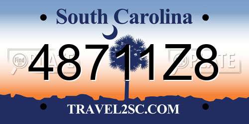 48711Z8 South Carolina License Plate