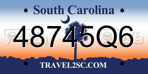 48745Q6 South Carolina License Plate