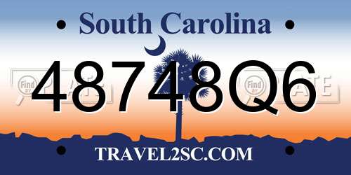 48748Q6 South Carolina License Plate