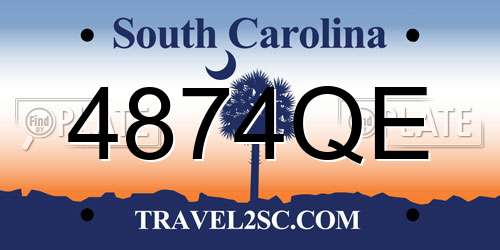 4874QE South Carolina License Plate