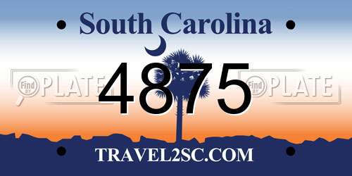 4875 South Carolina License Plate