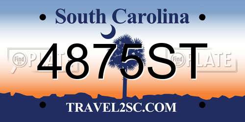 4875ST South Carolina License Plate
