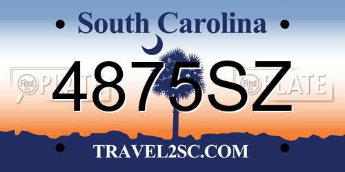 4875SZ South Carolina License Plate