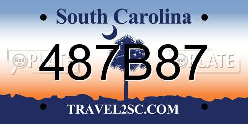 487B87 South Carolina License Plate