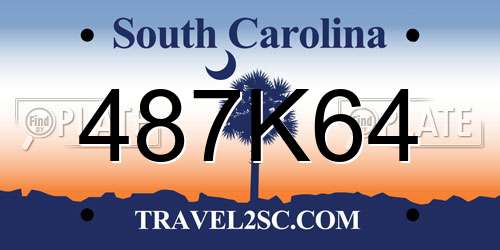 487K64 South Carolina License Plate