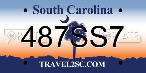 487SS7 South Carolina License Plate