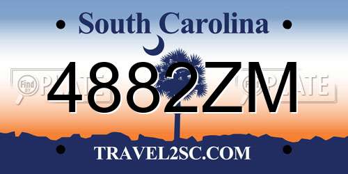 4882ZM South Carolina License Plate